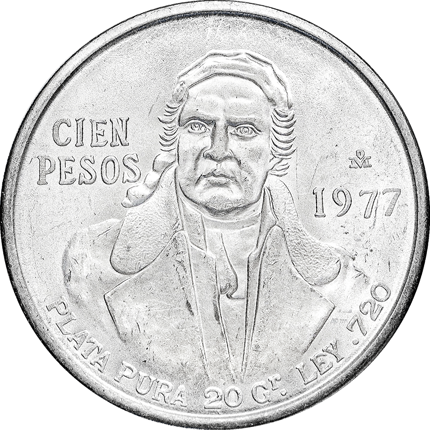 Moneda 100 Pesos Morelos Plata
