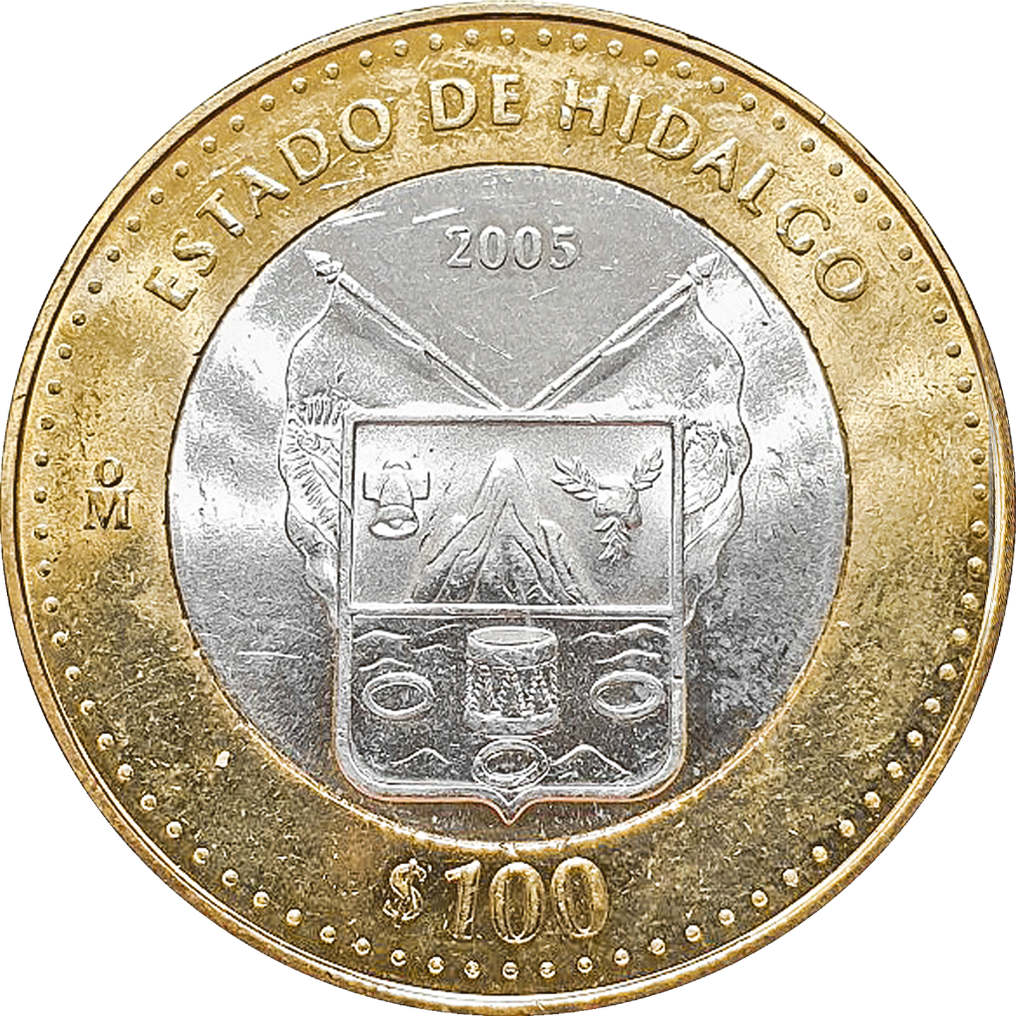 Moneda 100 Pesos Estados de la República Mexicana Bimetálica Plata/Bronce-Aluminio (Año/Fase Aleatorio, Condición Bueno/Regular)