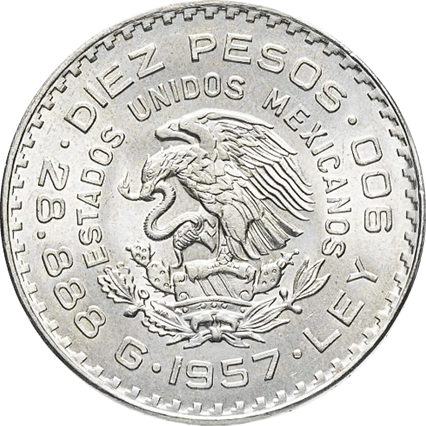 Moneda 10 Pesos Juárez Plata