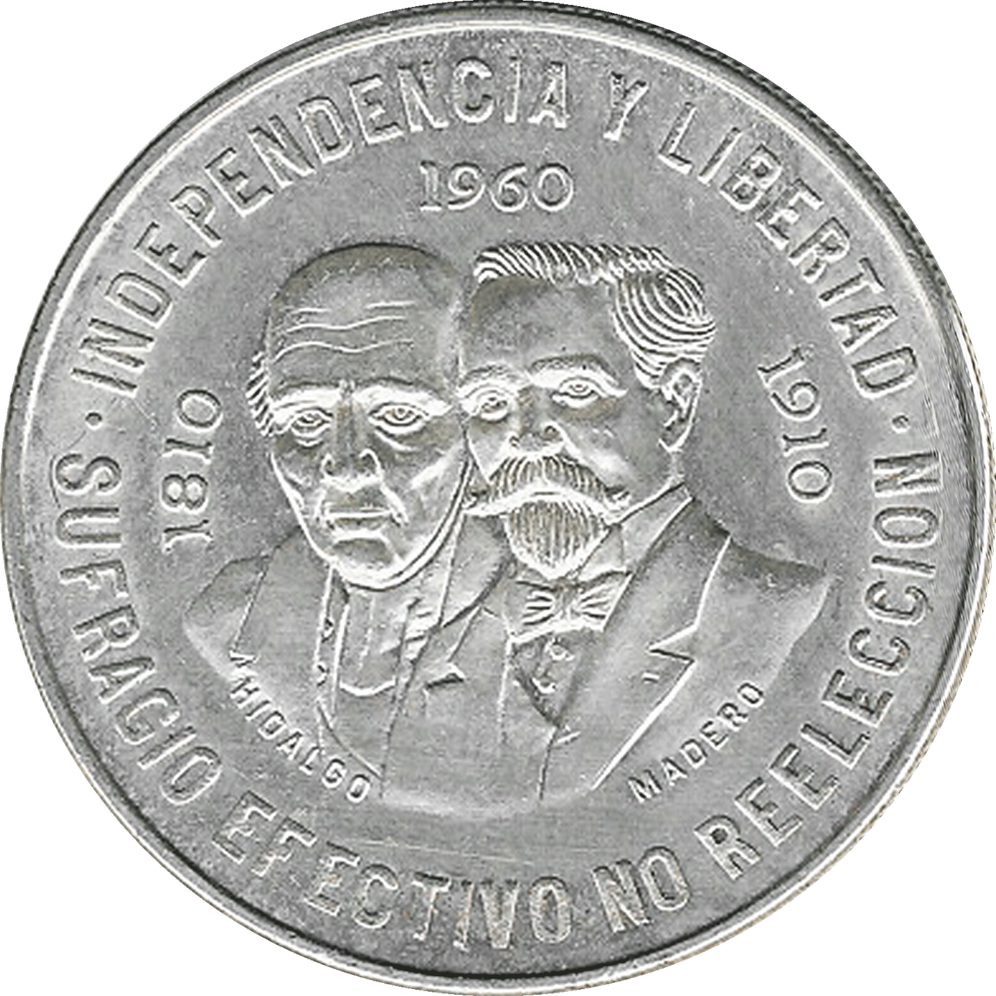 Moneda 10 Pesos Hidalgo y Madero Plata