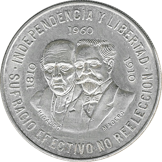Moneda 10 Pesos Hidalgo y Madero Plata
