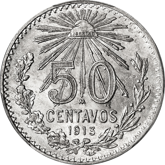 Moneda 50 Centavos Plata (Año Aleatorio, Condición Bueno/Regular)