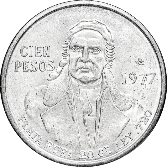 Moneda 100 Pesos Morelos Plata